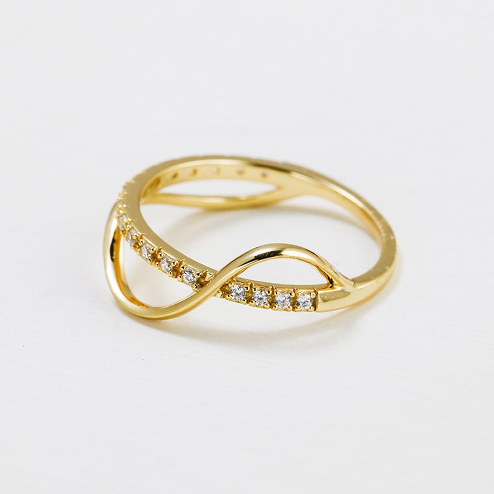 Anillo de solicitud de oro amarillo auténtico de 9 K/14 K/18 K con moissanita, forma infinita