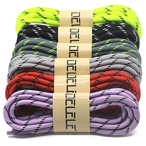 Delele 2 Pair Round Climbing Shoelaces Black White Hiking Shoe Laces Boot Laces 45.28 Inch #TOP4