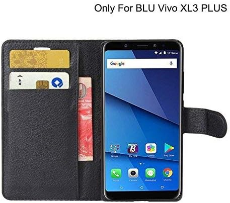 BLU Vivo XL3 PLUS Case, AVIDET Premium Folio Case with [Kickstand] [Card Case] [Magnetic Closure] Flip Cover Case for BLU Vivo XL3 PLUS smartphone (Black)