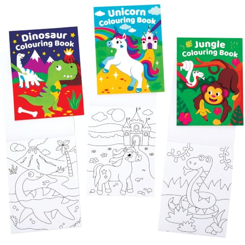 Baker Ross FE577 Mini libro da Colorare - Confezione da 12, Ideali per Bambini che Disegnano, Attività Artistiche Scolastiche o Domestiche, Giochi Individuali o Feste Artigianali