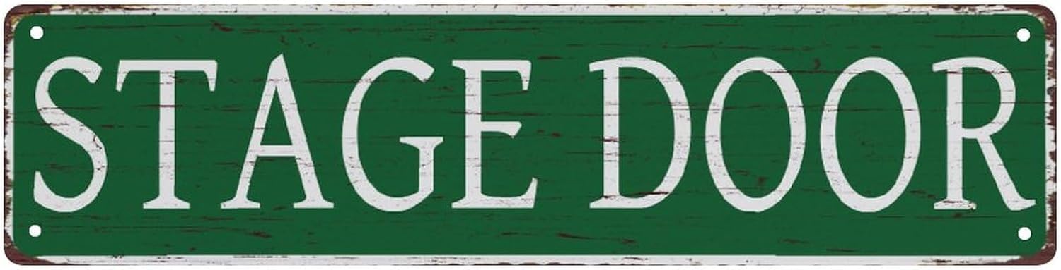 peiyeety Vintage Metal Tin Sign Stage Door Vintage Sign, Retro Wall Decor for Home, Bar, Garage, Cafe, Man Cave, Theater, Backstage, Rustic Wall Art for Indoor and Outdoor Decoration, 4x16 Inch
