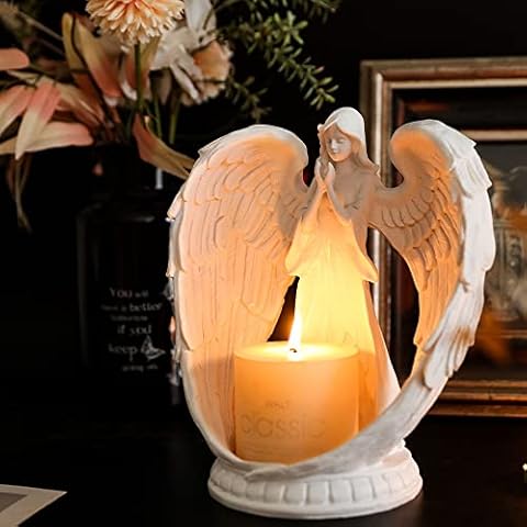 Cosy-YcY Resin Angel Figurine Candle Holder, Praying Angel Figurine, Stylish Tea Light Holder, Angel Ornament, Ornament for Home (Resin Angel) Cover