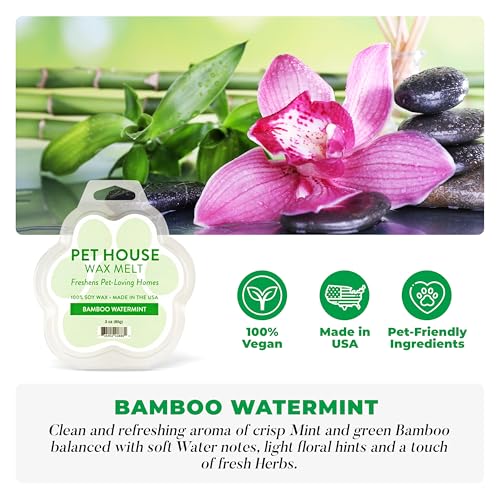 Image of Pet House Bamboo Watermint Spring Scented Wax Melts - Long-Lasting Plant Based /Soy Wax Melts for Pet Odor Pack of 2