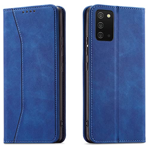 OKZone Funda para Samsung Galaxy A03S, Funda Carcasa de Cuero para Samsung Galaxy A03S,Magnético Carcasa Funda Móvil Billetera Cuero Funda con Tapa Libro Caso Soporte Plegable (Azul)