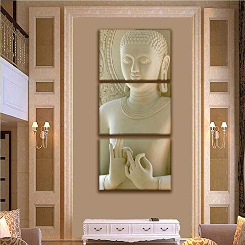 Tableau Bouddha en 3 panneaux impression sur toile triptyque zen pour salon