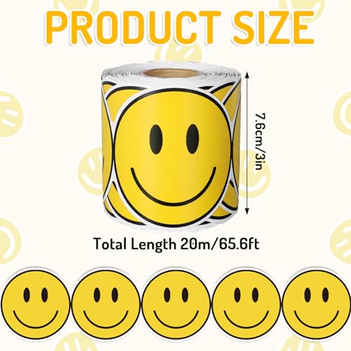 Image of Whaline 65.6 Ft Back to School Bulletin Board Border Smiling Face Trim Borders Non-Stick Yellow Paper Border Roll for Teachers' Day Classroom Chalkboard Decoration