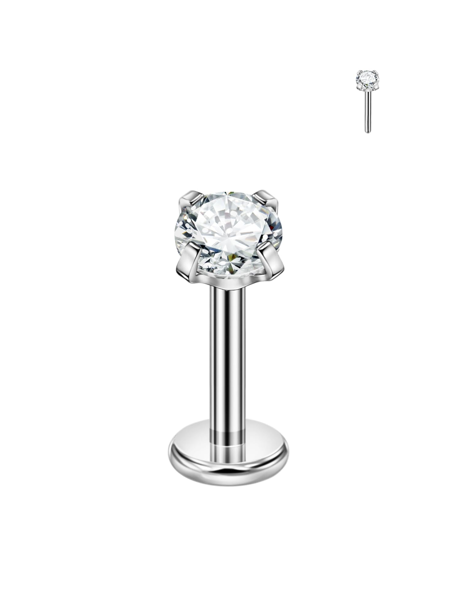 FANSING316L Surgical Steel Threadless Push Pin Birthday Stone Labret Studs 16g