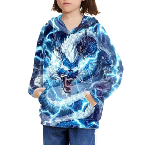 Image of WELLFLYHOM Boys Hooded Sweatshirts Hoodie Pullover Cool Graphic Crewneck Blouses Size 6-16
