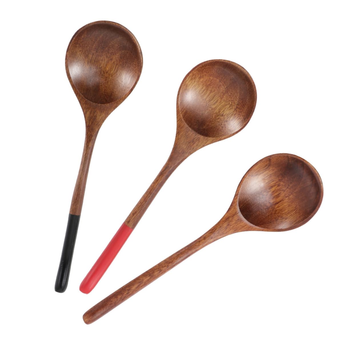 SOLUSTRE 3-piece Wood Soup Spoon Utensil Food Serving Scoop Ergonomic Handle Wood Tableware