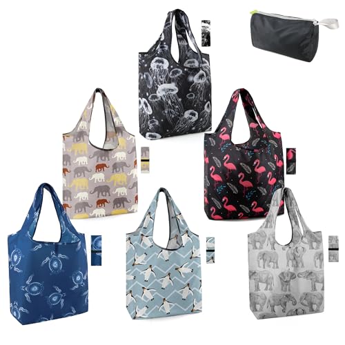 Image of BeeGreen Rolled Up Grocery Bags Reusable Shopping Bags Foldable for Groceries