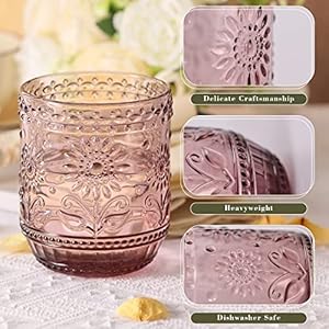 Airsky Set of 6 Red Vintage Drinking Glassware- 12OZ Pink Glass Drinking Cups, Thick Farmhouse Drinking Glasses, Embossed Kitchen Glassware Set for Soda Lemonade Cocktail Wine, Dishwasher Safe Airsky Set of 6 Red Vintage Drinking Glassware 12OZ Pink Glass Drinking Cups Thick Farmhouse Drinking Glasses Embossed Kitchen Glassware Set for Soda Lemonade Cocktail Wine Dishwasher Safe