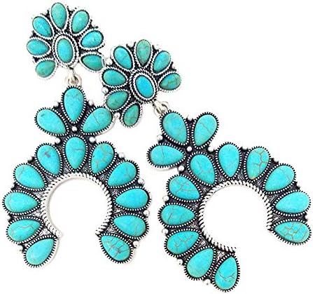 Naja Squash Blossom Turquoise Post Earring Western - Image 2