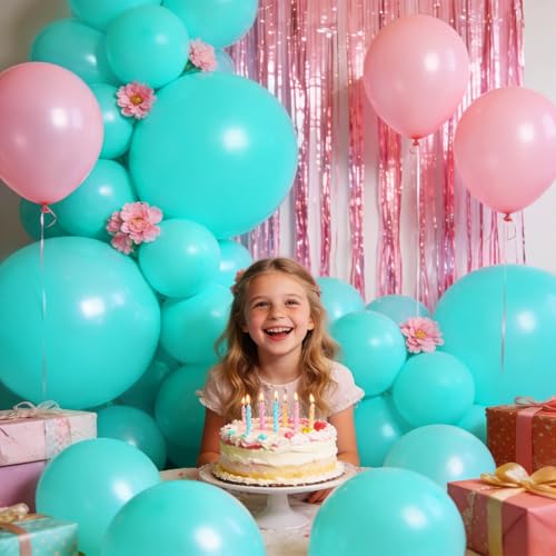 Image of 32Pcs Teal Blue Big Balloons 18 Inch, Round Large Blue Latex Party Balloons for Birthday Wedding Decorations.