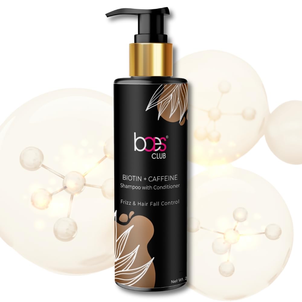 Baes Club's Biotin + Caffeine Shampoo with Conditioner | 2-in-1 shampoo with conditioner | Thicker, Shinier & Healthier Hair | 100% Vegan, Parabens Free & Soap Free – 200 ML