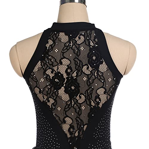 Schaatsen Jurk Meisjes Volwassen, Meisjes Dansvoorstelling Wedstrijd Kleding Jurken Schaatsen Sexy Kant Wedstrijd Kostuum Zwart FiveShops - Image 5