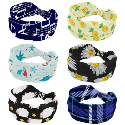 Bandeau élastique femme lot de 6 pour yoga et sport jaune ananas doux