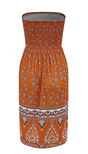 Image of Zyyfly Strapless Dress for Women Summer Beach Boho Smocked Tube Top Dress
