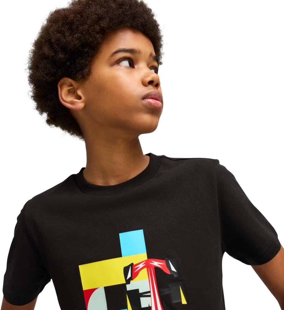PUMA Unisex-Child Scuderia Ferrari Graphic T-Shirt, Puma Black SS25, Medium - Image 3