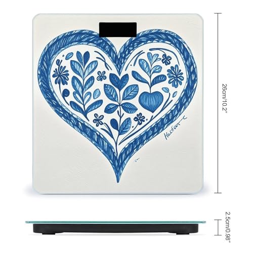 Balanza digital para baño con diseño de corazón y vidrio templado miniatura 2