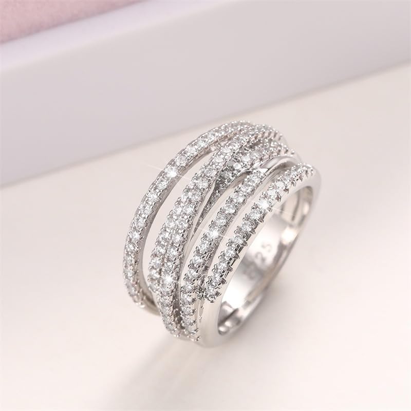 ENDLESSNESS & ETERNITY Intertwined Criss-Cross CZ Cubic Zirconia Multi-Row Twist 14K Gold Plated Wedding Band Ring Chunky Statment Ring4