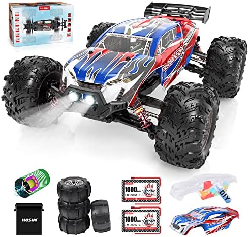 1:16 Brushless RC Cars 55+ kmh High Speed Large Remote Control Car 4x4 Off Road Monster Truck Electric All Terrain Waterproof Toys Hobby Vehicle for Kids and Adults - 2 Batteries for 40+ Min Play
