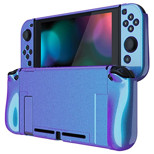 PlayVital Ergonomic Grip Case for Nintendo Switch, Upgraded Protective Hard Case Protector for Switch – Shock-Absorbent Anti-Scratch Dockable Durable Cover Game Accessories, Chameleon Purple Blue