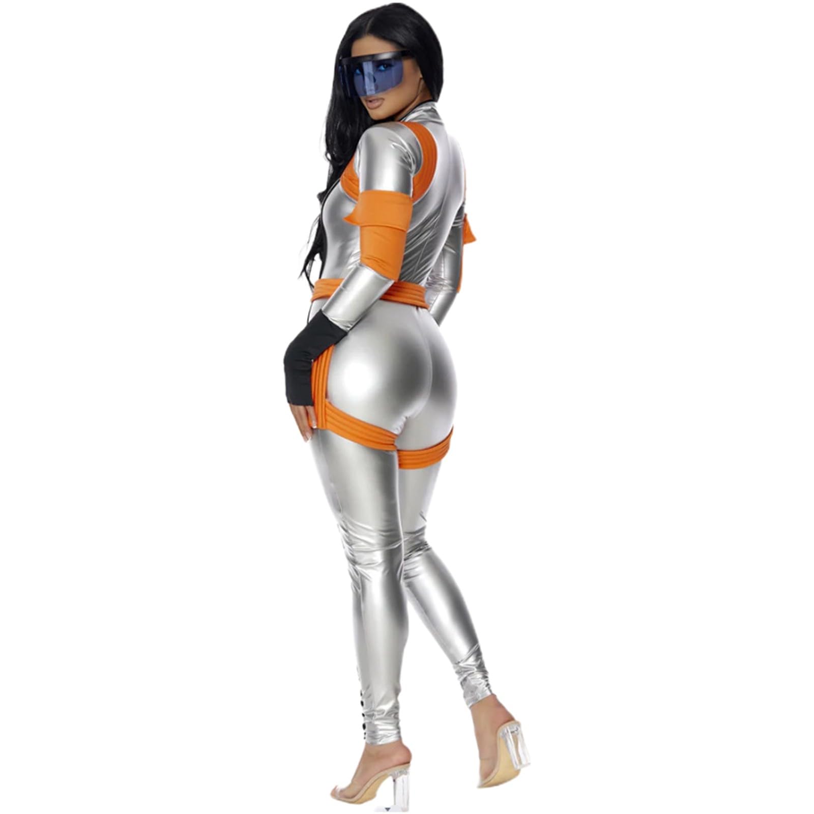 Augystre Mono para mujer, disfraz de astronauta, disfraz de Halloween, traje de una pieza para mujer, traje de una pieza, mono clásico, pantalón de llamarada, disfraz de Halloween, para Navidad,