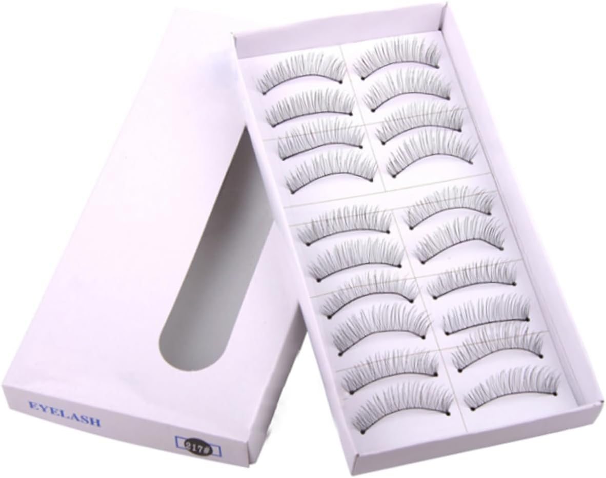 Mikinona 10 Pairs Handmade False Eyelashes Long Natural Eyelashes for Professional Home Use Flexible Backbone Easy to Put On Eyes Bright and Attractive