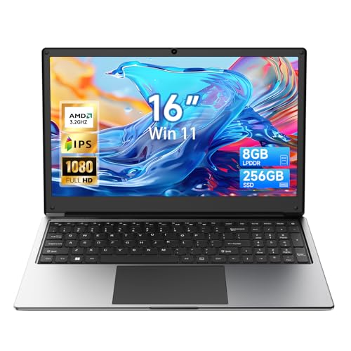 Exilapsire 16 inch Laptop Computer,8GB RAM 256GB SSD Storage Laptop PC,with AMD A9 Processor(up to 3.2GHz),IPS FHD Display,Win11,Students & Work Notebook Computer,9000mAh Battery,Cooling System by Exilapsire - Used condition