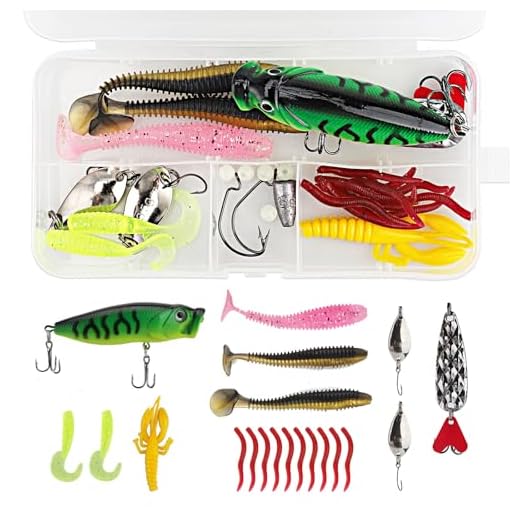 Accessoires de pêche,Ensemble de Leurres de 27 pièces, Comprenant des leurres en Caoutchouc, des leurres durs,adapté à la pêche en Eau Douce et salée