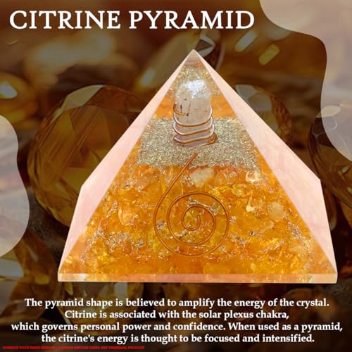 Image of Citrine Pyramid | 2-Inch | Large Healing Pyramid for Grounding, Energy Cleansing, and Emotional Stability|Spiritual Decor for Home and Office