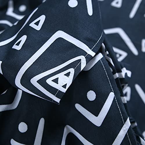 Mag Home Soft 4Pc Navy Blue Bohemian Bedding Full Size Modern Pattern Microfiber Bed Sheet Set Included 1 Flat & 1 Fitted Sheet With 2 Pillowcases, 14 Inches Deep, Full #TOP3