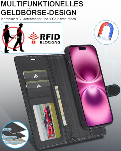 Étui iPhone 16 Plus Coque Protection Cuir Portefeuille Aimanté RFID - 2