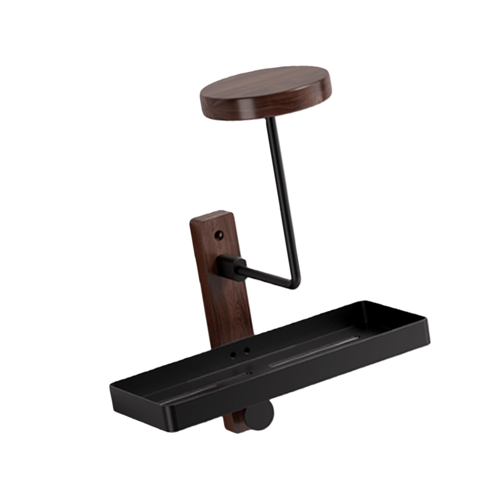 Soporte de casco en madera y metal con gancho antideslizante para pared
