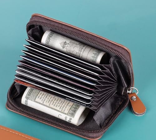 Image of Slim Skinny Fit Card Wallet for Men and Women (74 Small Chain Card brownnH)