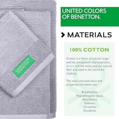 3-teiliges Handtuch-Set (30 x 50 + 50 x 90 + 70 x 140 cm), 450 g/m², 100% Baumwolle, Grau Benetton – Bild 4