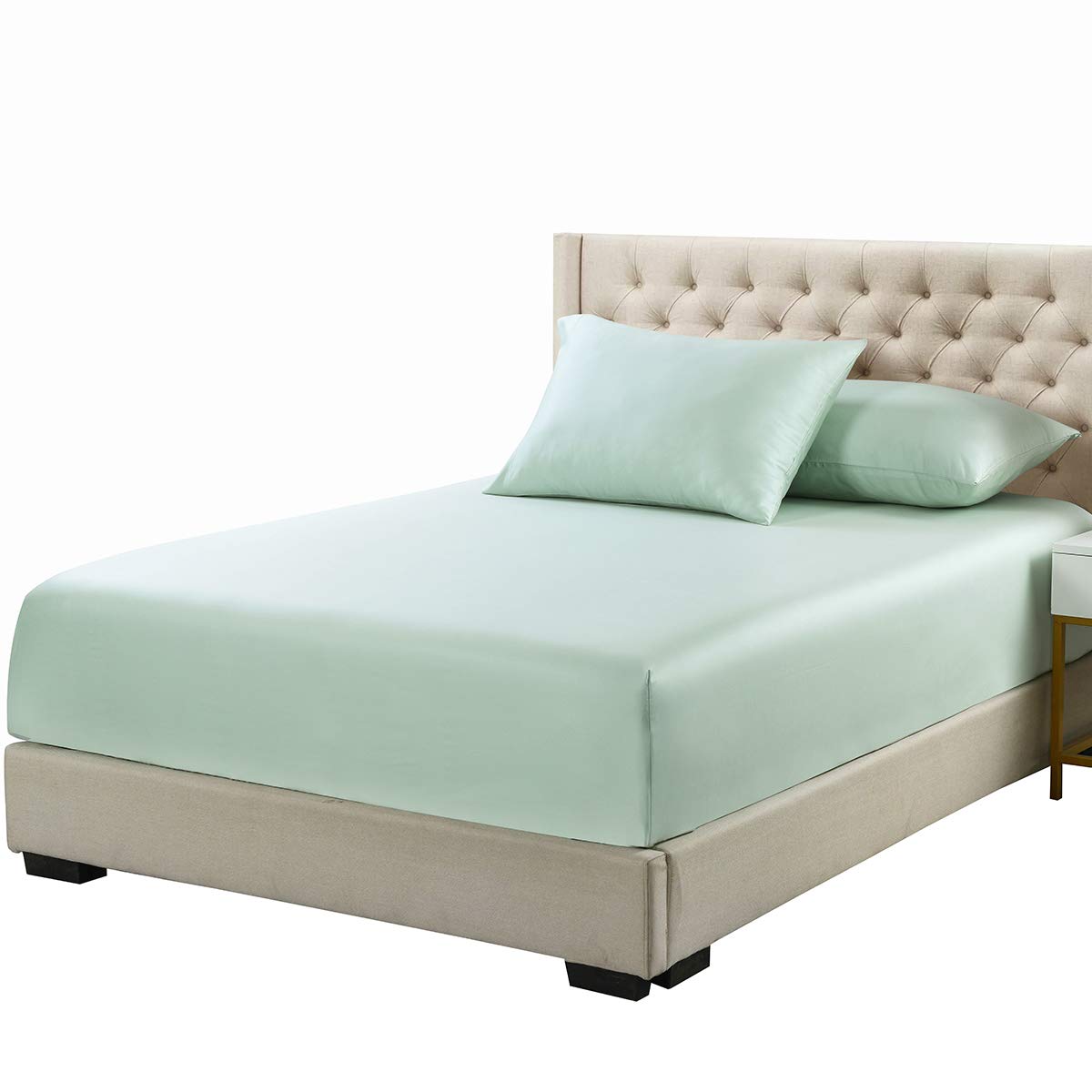 Viscose from Bamboo Fitted Bottom Sheet Only, Split Top King Size (Flex Head), Deep Pocket, Extremely Soft Sheets, Solid Sea