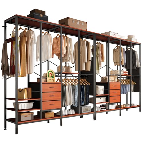 La mejor selección de Closet armable - los preferidos. 43 Simple Wisdom Closet Armables Para Ropa,Perchero Para Ropa Viene Con 3 Cajones de Tela,Rack Para Ropa Con Gancho y Bolsillos Laterales,Grande Closets Organizador de Ropas,Closets...
