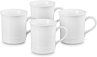 Le Creuset Stoneware 14oz Mug Set of 4, White - Durable, Oven-Safe, Dishwasher-Safe Coffee Mugs