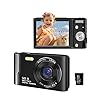 digital camera 4k 50mp auto focus camera 32gb sd card compact camera with 2.8 inch hud screen 16x digital zoom 1 battery for children teenagers students beginners black
