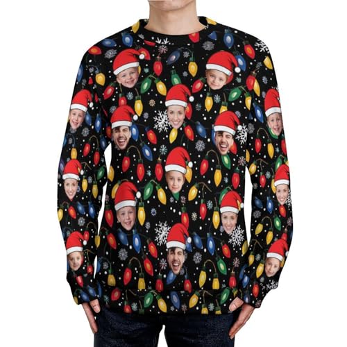 Custom Mens Ugly Christmas Sweater Personalized Face Sweathirt Jumpers Funny Knitted Pullover Tops Xmas Novelty Sweaters