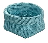 WENKO 2623100 Häkelkörbchen Malia - Häkeloptik, Kunststoff - PP, 16 x 16 x 16 cm, türkis