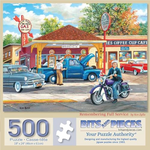 Bits and Pieces Puzzles 500 Piezas para Adultos - Americana Estación de Servicio Completa - Puzzle Rectangular Grande 18 x 24 pulgadas miniatura 1