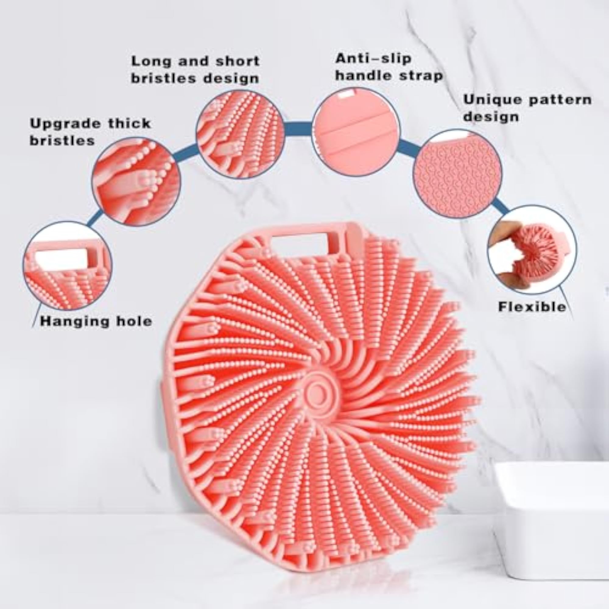 2 Pack Silicone Body Scrubber, Gentle Exfoliating Bath Brush