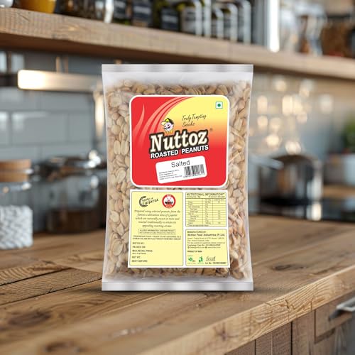 Image of Nuttoz Roasted Peanut Salted 1Kg Vacuum Pack | Horeca Pack | Jumbo Roasted Moongfali | Non Fried Ready to Eat Healthy Snack | Without Skin Whole and Split Peanut (Pack of 2)