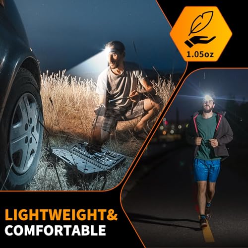 Foto von LETOUR Stirnlampe Wiederaufladbar,Ultra-Light Led Stirnlampe Taschenlampe Wasserdicht,2 Pack Stirnlampe Taschenlampe für Outdoor,Camping,Wandern,Jagen,Laufen,Reparieren,Fischen,Radfahren