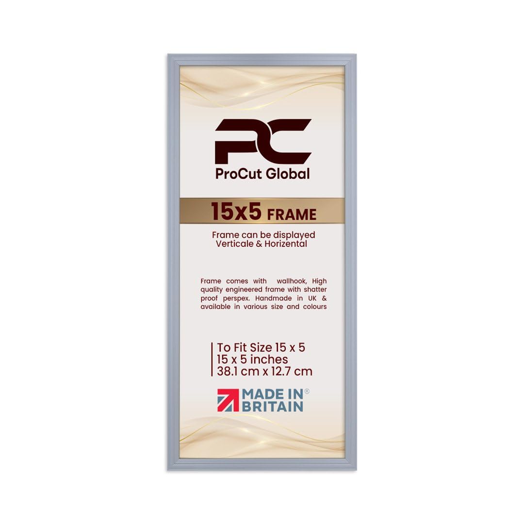 Procut Global 15X5 Light Grey Picture Frames - Classic Wooden Photo Frame with Shatterproof Perspex for Wall or Tabletop - Perfect for Posters, Certificates & Prints - Sizes & Colors Available โ image 1