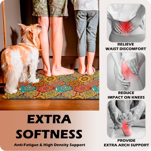 Boho Style Kitchen Rugs Kitchen Mat Set Of 2, Retro Farmhouse Anti-Fatigue Floor Mat Heavy Duty Waterproof Comfort Standing Runner Rugs Bohemian Carpet 17.3"X28"+17.3"X47" #TOP1