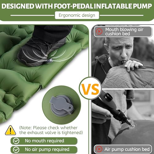 Matelas Camping 2 Place, Tapis de Sol Camping élargi et épaissi, Pneumatique avec Pompe à air à Pédale, Matelas Ultra-Léger et Portable, Idéal pour La Plage, La Randonnée – Image 5