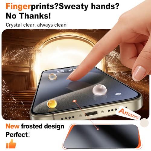 Image of UniqueMe for iPhone 15 Pro Max Matte Screen Protector - 6.7 inch - 2 Pack | HD,Smooth Matte Finish,9H+ Tempered Glass,Anti-Glare, Anti-Fingerprint, Bubble Free, Easy to Install